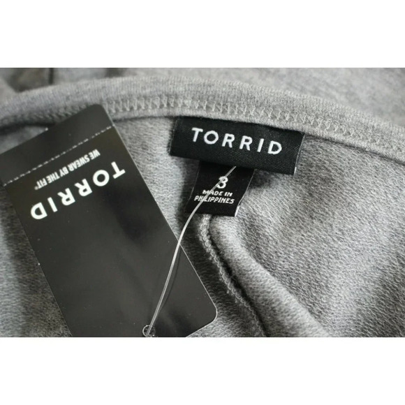 NWT Torrid Gray Terry Cold Shoulder Sheath Sweatshirt Dress Plus Size 3X 22/24 - Picture 5 of 6